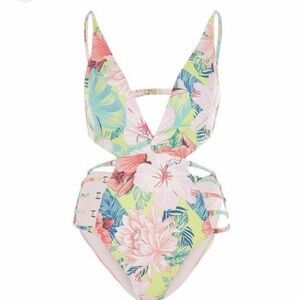 ASOS Floral Cutout One-Piece Swimsuit